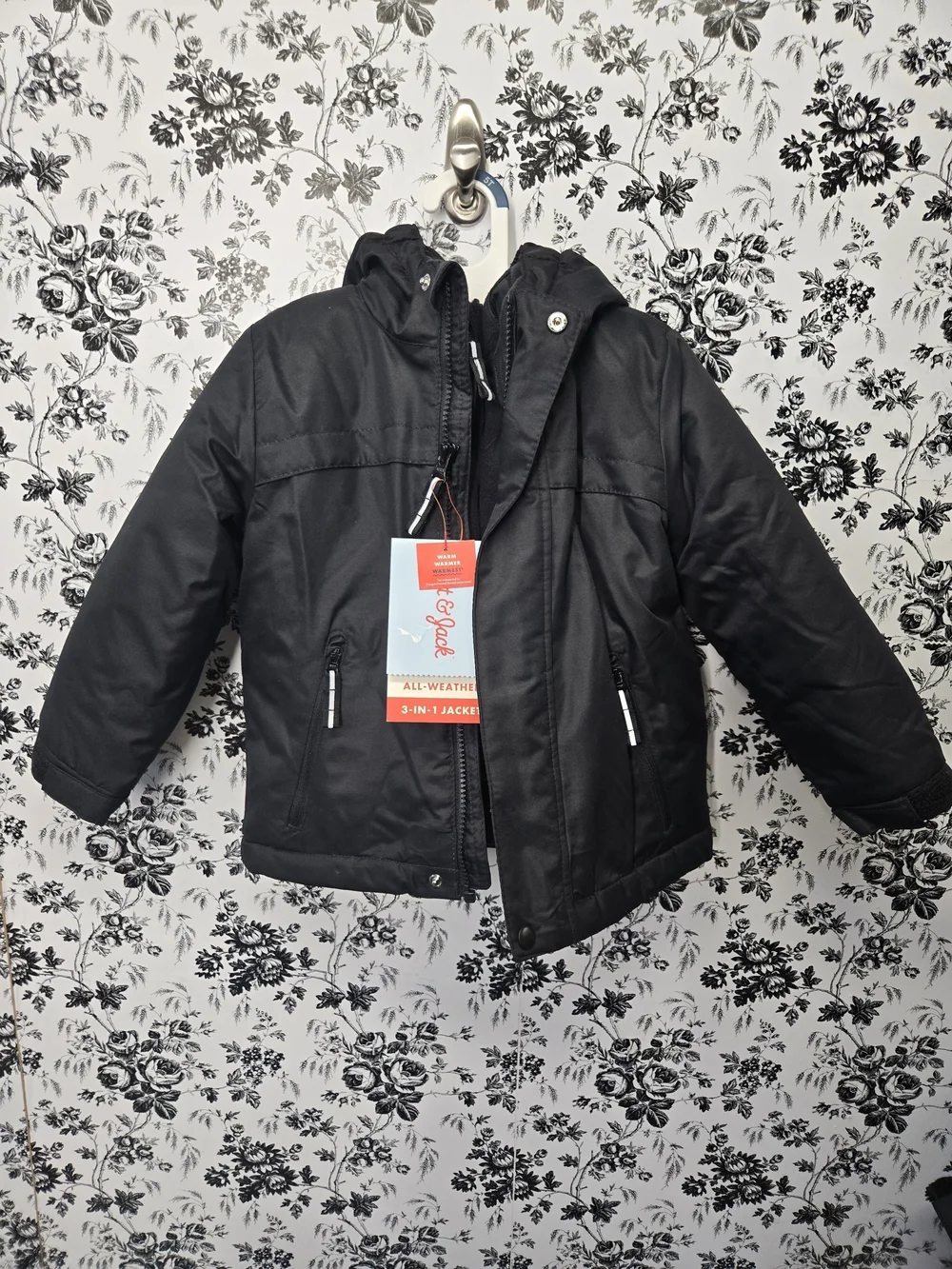 3 In 1 Black All-Weather Jacket with Hood